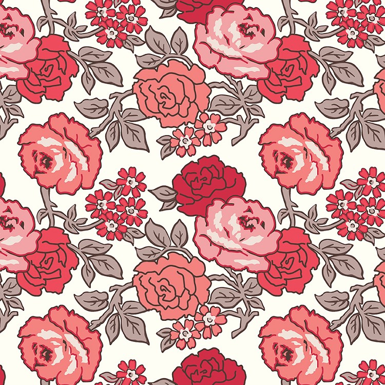 Riley Blake Designs Flea Market Roses in Red WIDEBACK *** REMNANT PIECE 1.3M X 274CM ***